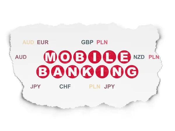 Money concept: Mobile Banking on Torn Paper background — ストック写真