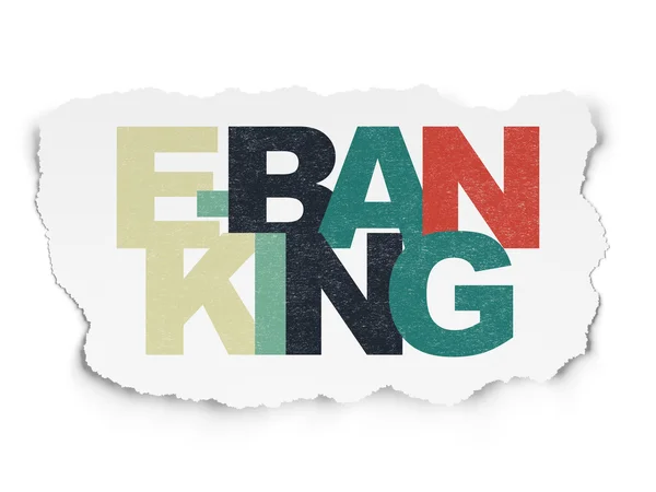 Currency concept: E-Banking on Torn Paper background — Stock Photo, Image