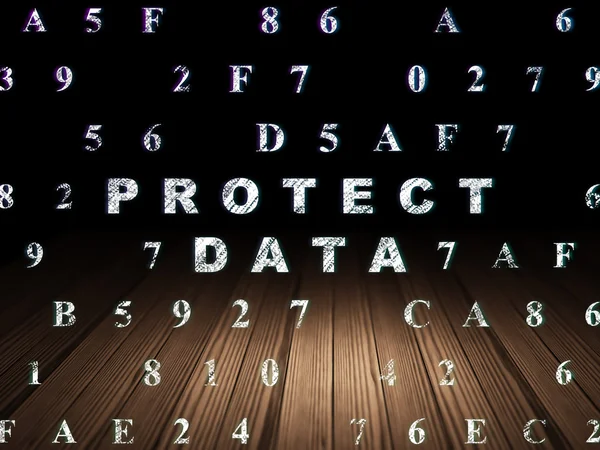 Koncepcja bezpieczeństwa: Chroń dane w ciemnym pomieszczeniu grunge — Zdjęcie stockowe