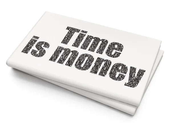 Concept d'entreprise : Le temps est argent sur fond de journal vierge — Photo