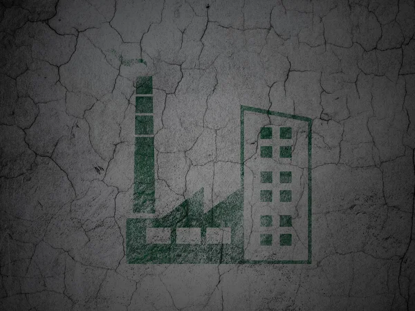 Finance concept: Industry Building on grunge wall background — Stock Photo, Image
