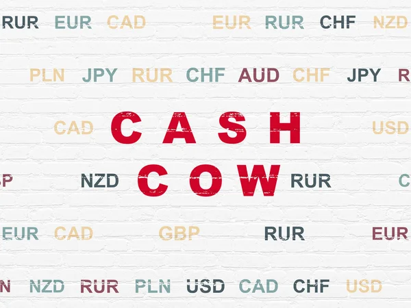 Koncepcja biznesowa: Cash Cow na tle ściany — Zdjęcie stockowe