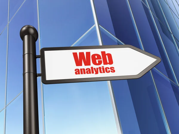 Conceito de Web design: assinar Web Analytics no fundo da construção — Fotografia de Stock