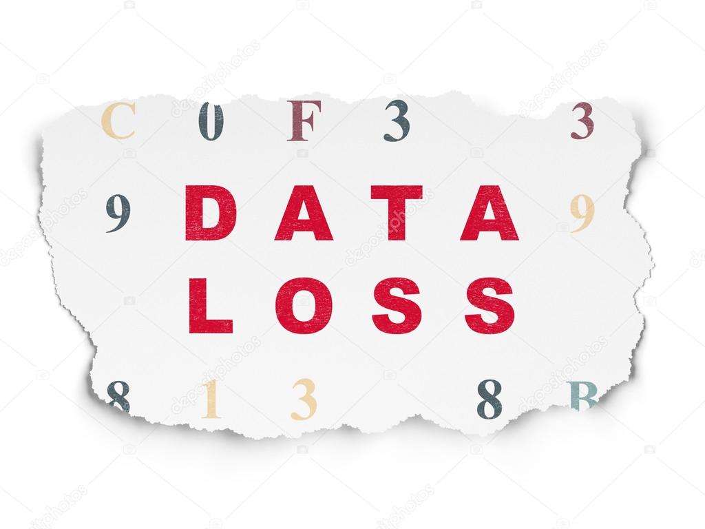 Data concept: Data Loss on Torn Paper background