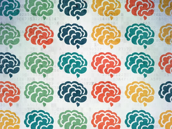Concepto científico: Iconos cerebrales en el fondo del papel digital — Foto de Stock