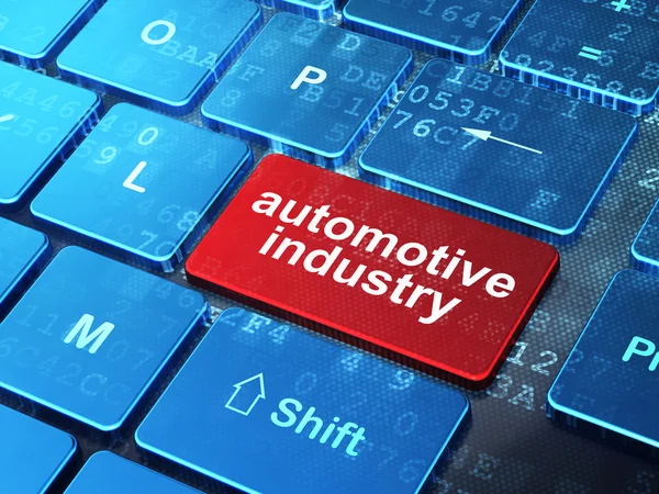 Concepto de industria: Industria automotriz en el fondo del teclado del ordenador —  Fotos de Stock