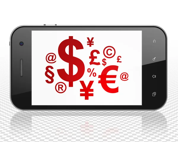 Nachrichtenkonzept: Smartphone mit Finanzsymbol auf dem Display — Stockfoto