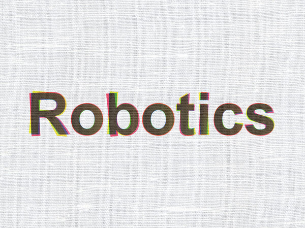Science concept: Robotics on fabric texture background