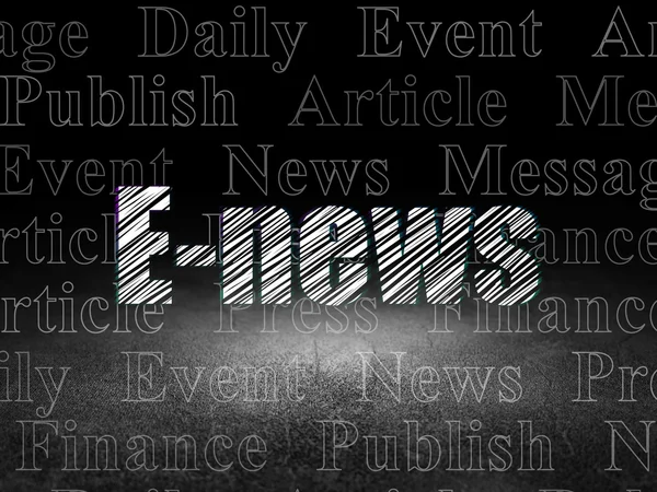 News concept: E-news in grunge dark room — Stock Photo, Image