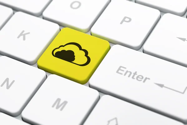 Concept de Cloud Computing : Cloud sur fond de clavier d'ordinateur — Photo