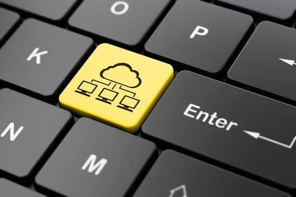 Concept de technologie Cloud : Cloud Network sur fond de clavier d'ordinateur — Photo