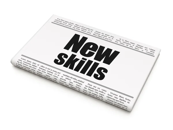 Education concept: newspaper headline New Skills — Stock Photo, Image