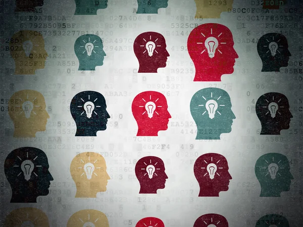 Education concept: Head With Light Bulb icons on Digital Paper background — Stock Photo, Image