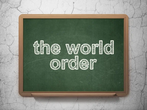 Концепція політики: Світовий порядок на фоні дошки — стокове фото
