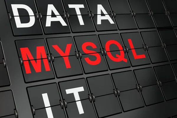 Концепция программного обеспечения: MySQL на фоне доски аэропорта — стоковое фото