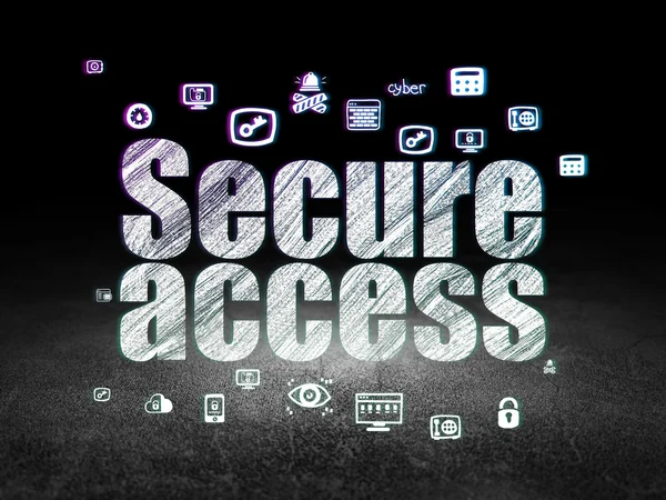 Privacy concept: Secure Access in grunge dark room — Stok fotoğraf