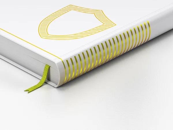 Концепция безопасности: закрытая книга, Contoured Shield на белом фоне — стоковое фото