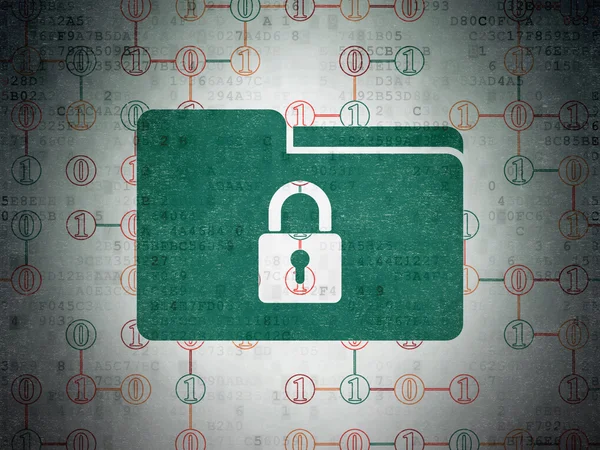 İş kavramı: klasör ile kilidi dijital kağıt arka plan üzerinde