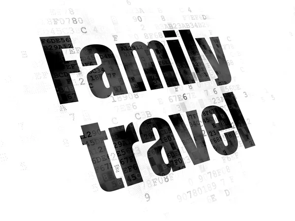 Концепция туризма: Семейное путешествие на цифровом фоне — стоковое фото