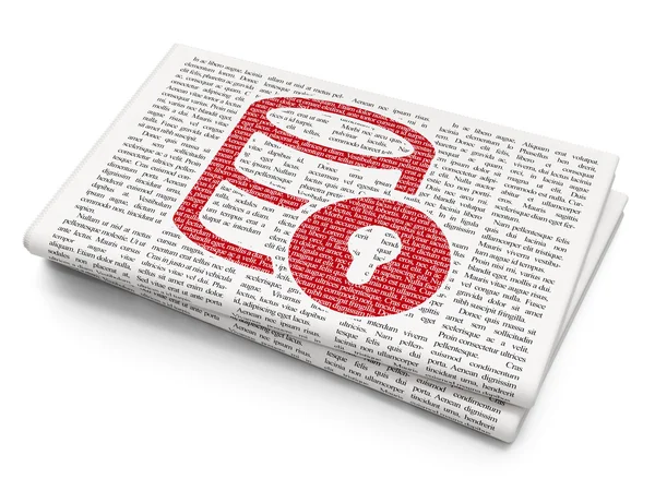 Programming concept: Database With Lock on Newspaper background — 图库照片