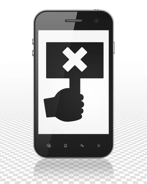 Politik-Konzept: Smartphone mit Protest auf dem Display — Stockfoto