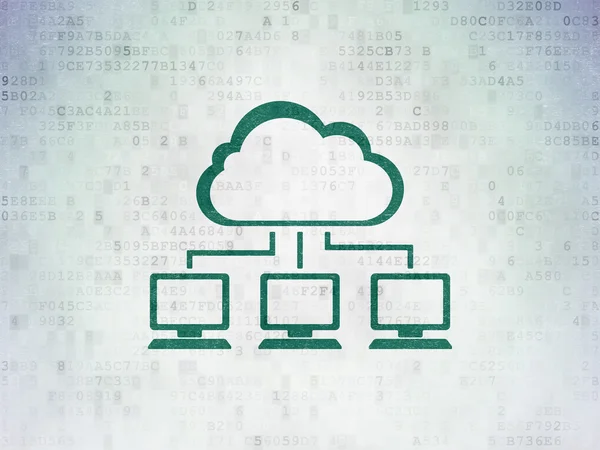 Концепція хмарних технологій: хмарна мережа на фоні цифрового паперу — стокове фото