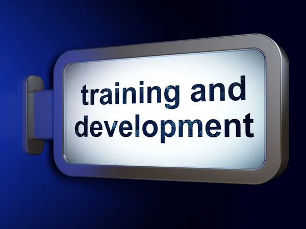 Concetto di studio: formazione e sviluppo su sfondo cartellone — Foto Stock