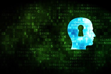 Studying concept: Head With Keyhole on digital background