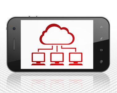 Ağ kavramı bulut: bulut ağ üstünde göstermek ile Smartphone