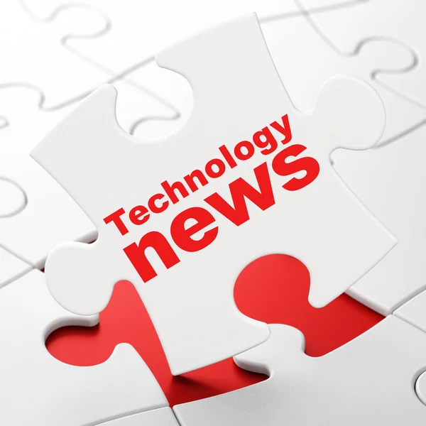 News concept: Technology News on puzzle background — 图库照片