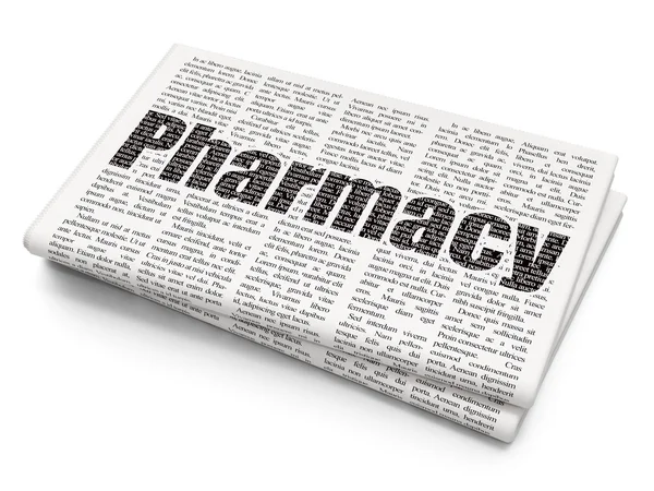 Koncepce zdraví: lékárna na pozadí noviny — Stock fotografie