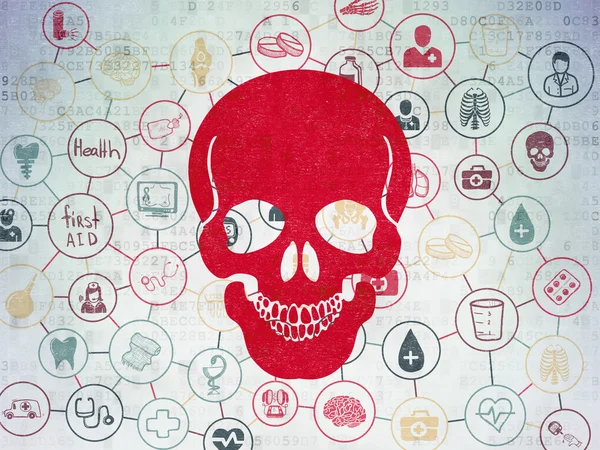 Healthcare concept: Scull on Digital Paper background — Stok fotoğraf