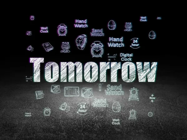 Time concept: Tomorrow in grunge dark room — Zdjęcie stockowe