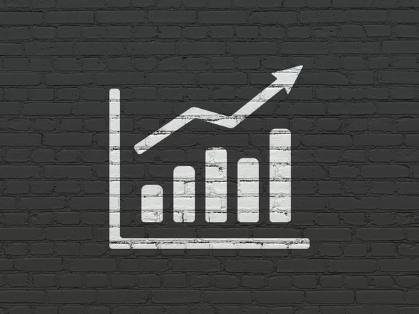 Conceito de marketing: Gráfico de crescimento no fundo da parede — Fotografia de Stock