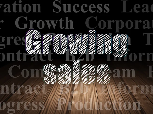 Koncepcja Biznesowa: wzrost sprzedaży w ciemnym pokoju grunge — Zdjęcie stockowe