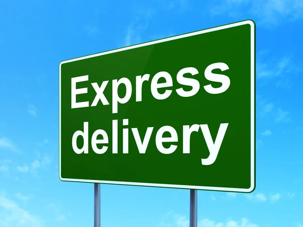 Finance concept: Express Delivery on road sign background — Stock Photo, Image