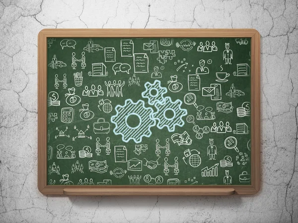 Business concept: Gears on School Board background — Stock Photo, Image