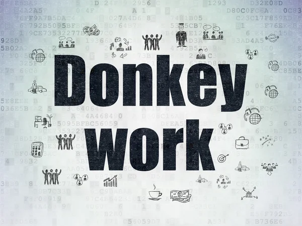 Concepto de negocio: Trabajo de burro sobre fondo de papel digital —  Fotos de Stock