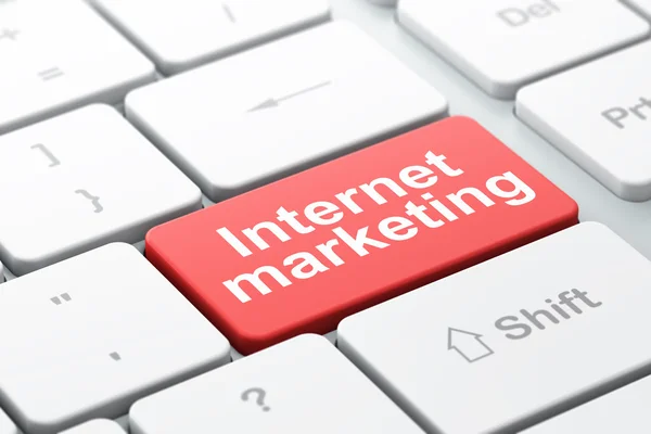 Concetto di pubblicità: Internet Marketing su sfondo tastiera del computer — Foto Stock