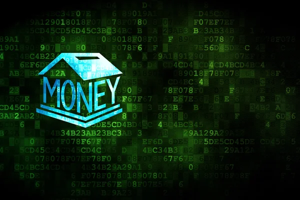 Concetto bancario: Money Box su sfondo digitale — Foto Stock
