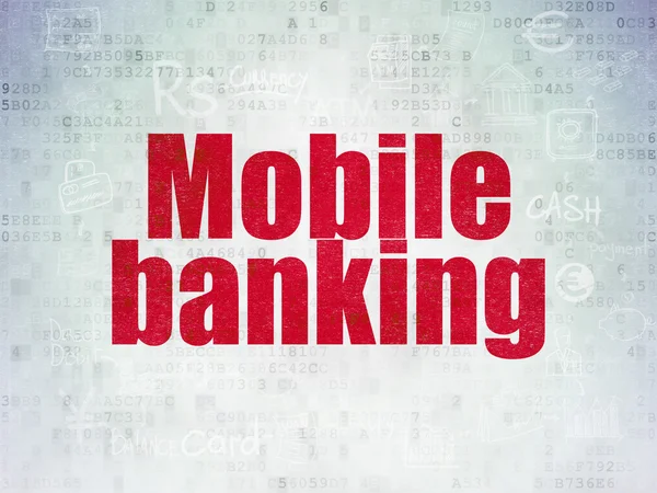 Concept d'argent : Mobile Banking sur fond de papier numérique — Photo