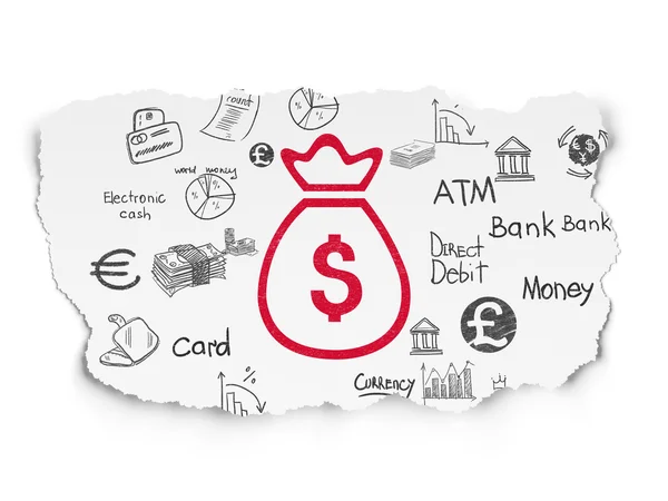 Concetto di denaro: Money Bag su sfondo carta strappata — Foto Stock