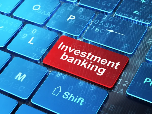Para birimi kavramı: Bilgisayar klavyesi arka planında Yatırım Bankacılığı — Stok fotoğraf