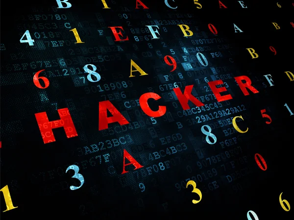 Privacy concept: Hacker op digitale achtergrond — Stockfoto