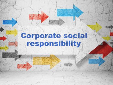 Finance concept: arrow with Corporate Social Responsibility on grunge wall background