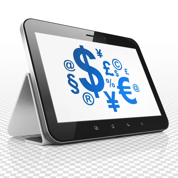 Concepto de Finanzas: Tablet Computer con símbolo de Finanzas en pantalla — Foto de Stock