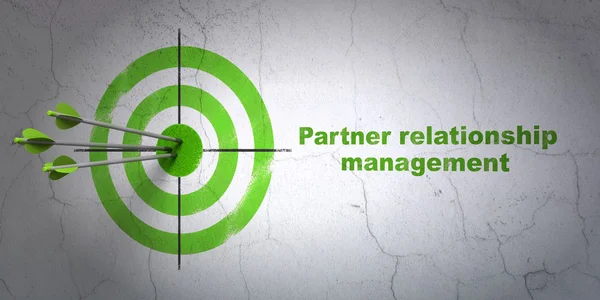 Concepto de negocio: target y Partner Relationship Management sobre fondo de pared — Foto de Stock