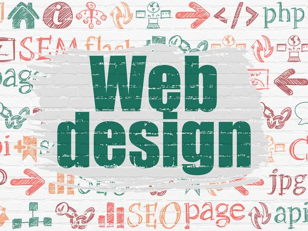 Concetto di Web design: Web Design sullo sfondo della parete — Foto Stock