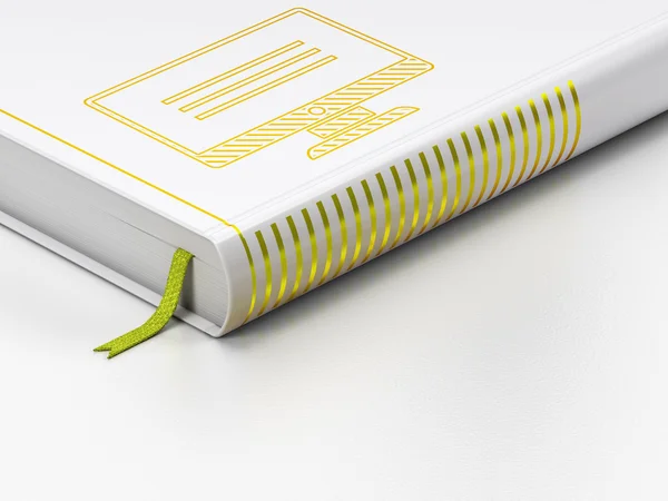 Concept de conception Web : livre fermé, moniteur sur fond blanc — Photo