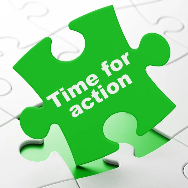 Time concept: Time For Action on puzzle background — Stock Photo, Image